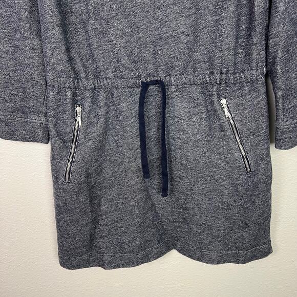 Lou & Grey Medium Long Sleeve Blue Heather Terry Knit Drawstring Waist Dress - Picture 7 of 10